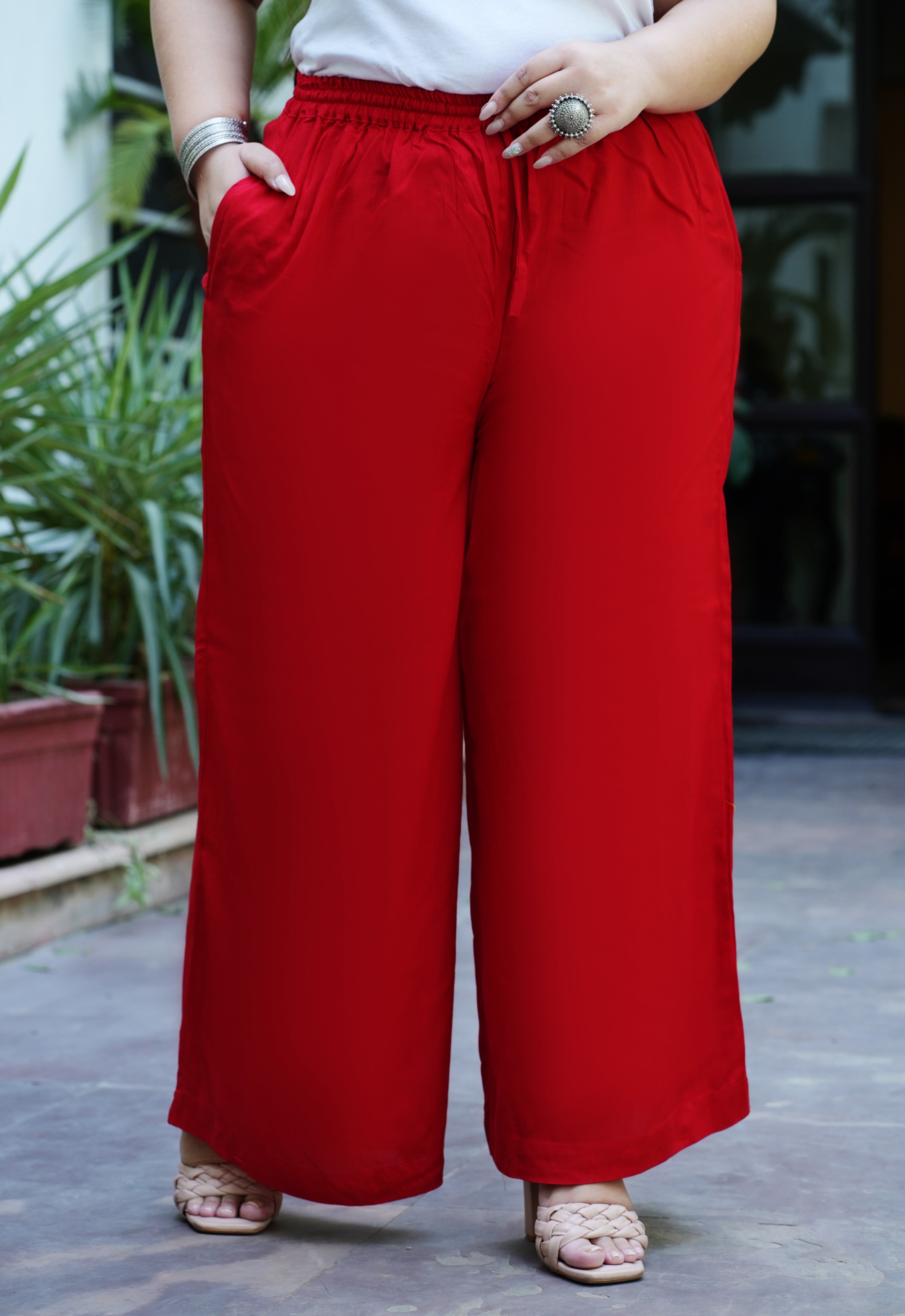 Red pants, chiffon pants, Palazzo pants, womens pants, maxi pants, wid –  Ylistyle